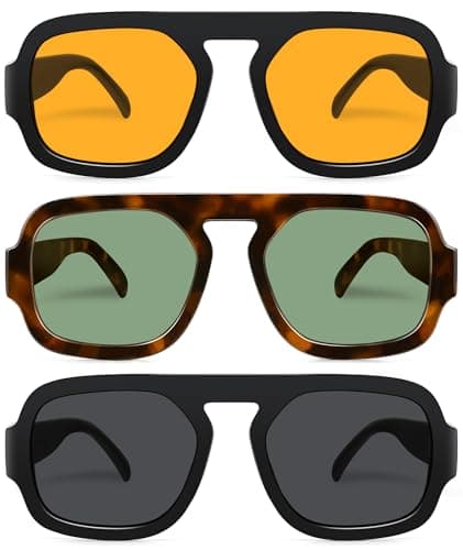 YMRFW Retro Square Aviator Sunglasses for Women Men 70s Vintage style Shades Trendy Flat Top UV Protection Sun Glasses — image 1