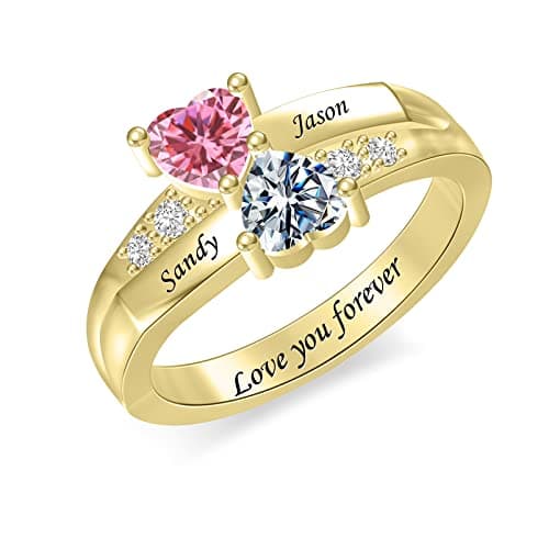 Personalized 2 Birthstones Rings — image 1