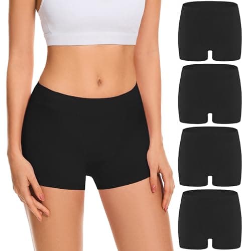 Migbean Boy Shorts Underwear for Women Cotton Panties Mid Waisted Boxer Briefs Breathable Underwear Multipack 4 Pack — image 1