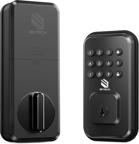 BE-TECH Keyless Entry Door Lock with Keypad - Smart Digital Deadbolt for Front Door with 2 Keys, Electronic Door Lock with Anti-Peeping Code, Auto-Locking, One-time Password for Customer, Black