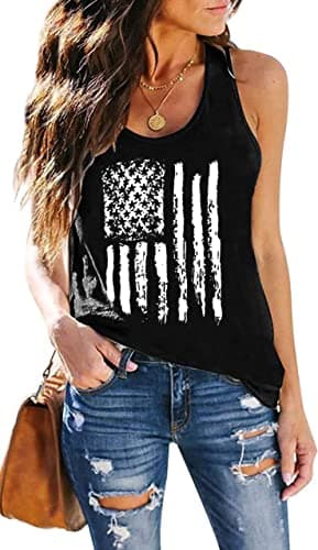 DESFSE American Flag Tank Top Women 4th of July Tanks Tops for Womens USA Flag Patriotic Shirts Vest Racerback Sleeveless Tee — image 1