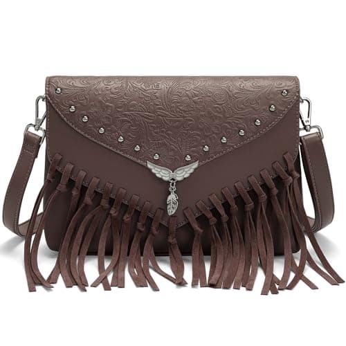 Goinsound Small Crossbody Bags for Women Boho Fringe Crossbody Purse With Studs Cowboy Chic Western Purses — image 1