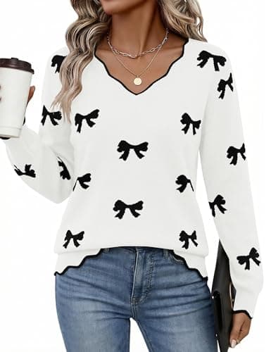 LaGracia Womens Fall V Neck Sweater 2026 Lightweight Casual Long Sleeve Ribbed Knit Pullover Sweaters Dressy Fall Outfits — image 1