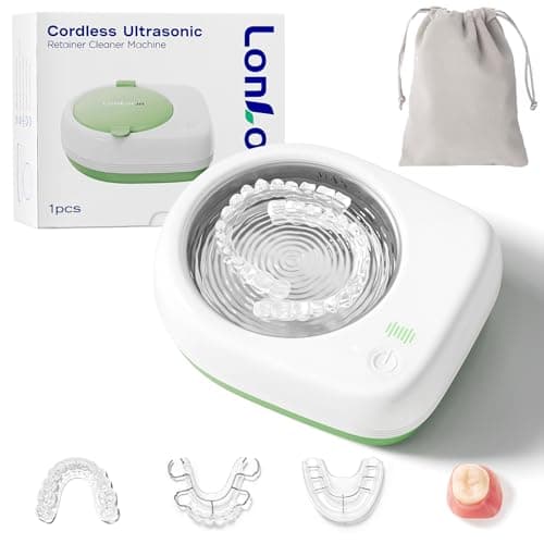 Lonlown 50kHz Cordless Ultrasonic Retainer Cleaner Machine Rechargeable Portable Wireless Retainer Cleaner USB Fast Charge 2000mAh Battery Charge Once Use 8 Times Small Travel Size 80ml — image 1