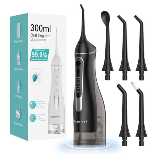 Water Dental Flossers for Teeth, 300ML Cordless Portable Electric Water Flosser, 4 Modes Oral Irrigator, Waterproof Rechargeable Water Floss for Deep Cleaning, Plaque Remover,Braces Home Travel Use — image 1