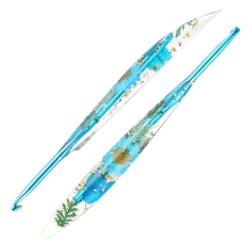 5mm Crochet Hooks,Ergonomic Crochet Hook with Floral Resin Grips,Stylish and Unique,Crocheting kit for Beginners, Arthritic Hands and Professional — image 1