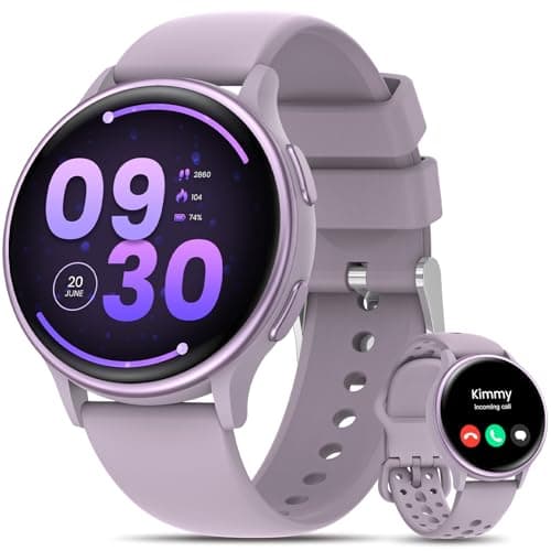 Smart Watches for Women(Answer/Make Calls), 1.27'' AMOLED Screen Activity Trackers with Heart Rate/Sleep/SpO2 Monitor, Smartwatch for iPhone/Samsung/Android,120+ Sport IP68 Fitness Watch 2Bands Violet