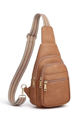 Botimmy Women Crossbody Sling Bag with Anti-Theft Pocket, Small Vegan Leather Travel Backpack, Adjustable Strap Chest & Waist Bag for Everyday, Travel & Shopping Brown — image 1