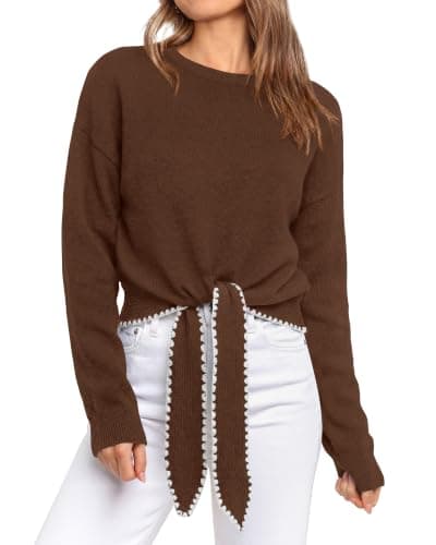 PRETTYGARDEN Casual Long Sleeve Strappy Sweaters for Women — image 1