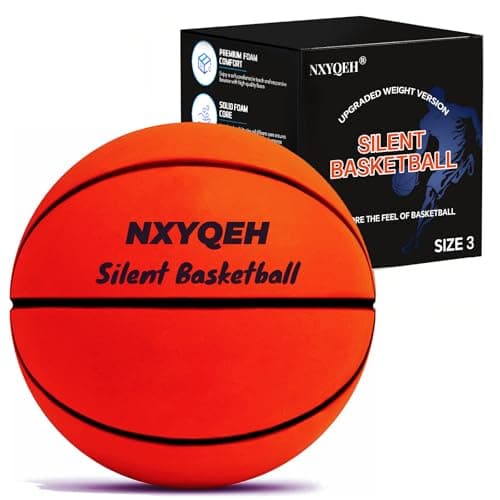 NXYQEH Silent Basketball Size 3 - New Upgraded Weight Edition Airless Foam Indoor Basketball w/Advanced Durability, Deep Grooves & High Bounce -Suitable for Pros,Kids& Beginner Quiet Indoor Training