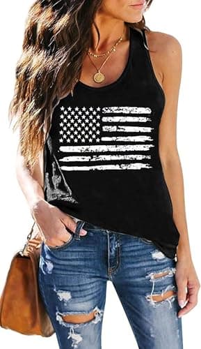 DESFSE American Flag Tank Top Women 4th of July Tanks Tops for Womens USA Flag Patriotic Shirts Vest Racerback Sleeveless Tee — image 1
