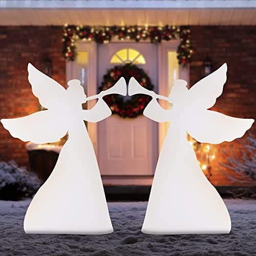 Best Choice Products 3ft Set of 2 Outdoor Christmas Angel Yard Decorations, Weather-Resistant PVC Décor for Lawn, Garden, Display w/ 4 Ground Stakes — image 1