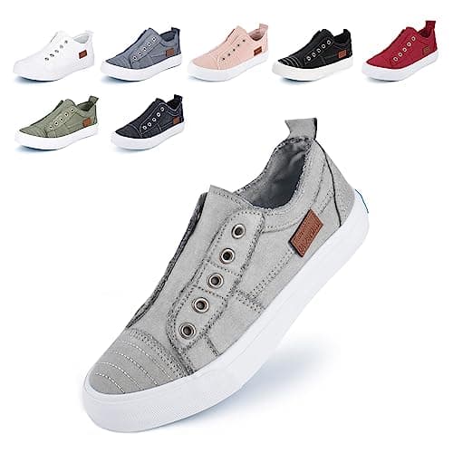 JENN ARDOR Womens Slip On Fashion Sneakers No Laces Comfortable Casual Low Canvas Sneakers Flats Walking Shoes — image 1