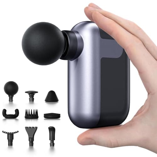 CYBPOK Mini Massage Gun with 10 Massage Heads, Percussion Deep Tissues Handheld Muscle Massager, 8mm Amplitude High-Intensity Massager Gun for Pain Relief for Office Gifts for Her, Home, Athletes