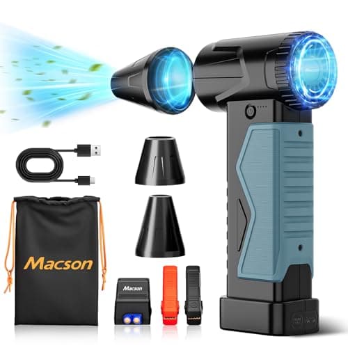 Macson 150000RPM Compressed Air Duster & Air Blower, 3-in-1 High-Speed Electric Air Duster with 6000A Jump Starter, Air Duster Rechargeable Battery Booster with LED Light for Home Car Cleaning