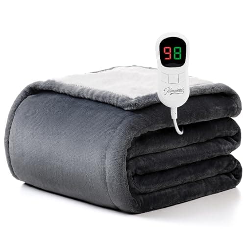 Homemate Heated Blanket Electric Throw - 50"x60" Heating Blanket Throw 1/2/4/6/8 Hours Auto-Off 10 Heat Level Over-Heat Protection Flannel Sherpa ETL Certification — image 1