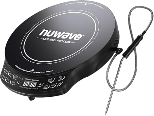 Nuwave Diamond Induction Cooktop, New & Improved Electric Burner with Probe, 91 Temps 50°F to 500°F, 6.5” Heating Coil, Shatter-Proof Ceramic Glass, 3 Wattage Settings, Ideal for Dorms, RVs & Apts — image 1