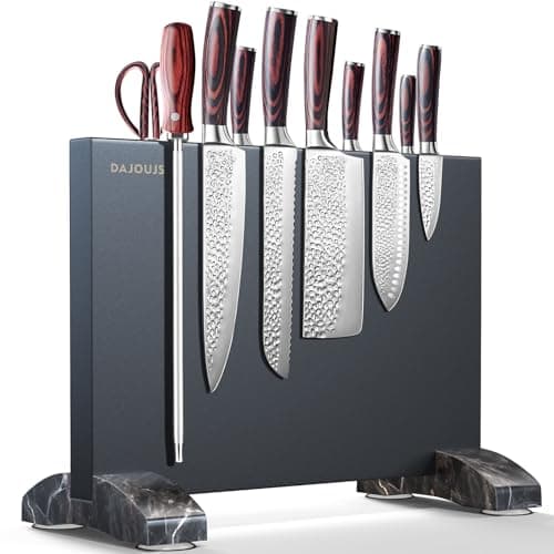 Magnetic Knife Block, Magnetic Kitchen Knife Holder Stand with Strong Magnet Strip for Kitchen Counter, Stainless Steel Double-Sided Universal Knife Storage Rack Organizer Without Knives-Black — image 1