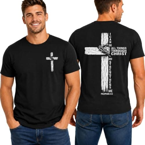 Christian Shirts for Men: Stretch Faith Cross Bible Verse Costumes Tee — image 1