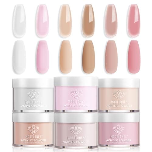 Modelones Acrylic Powder, 6 Colors Transparent Jelly Nude Nail Powder Milky White Pink Nude for Nail Art 3D Nail Carving French Nail Extension, Gifts for Women — image 1