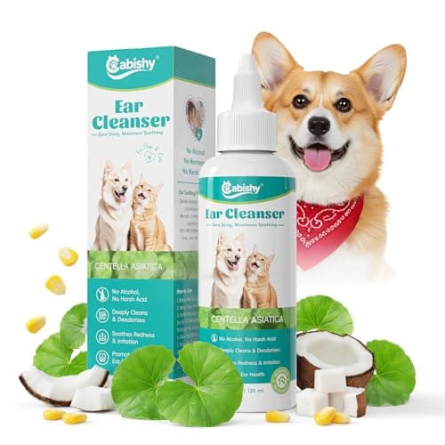 Cabishy Ear Cleaner for Dog Cat Ear Drops Wax Removal with Centella Asiatica No Irration, No Alcohol, Non-Medicated Pet Ears Wash Cleaning Solution Itch Relief Soothing Deodorizing Itchy Ears 4oz — image 1