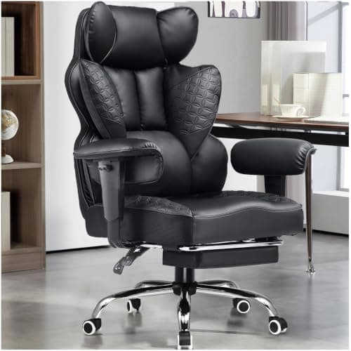 GTPLAYER Big and Tall Gaming Chair 400lbs Heavy Duty Office Chair with Foot Rest & Ergonomic Pocket Spring Lumbar Support, High Back 3D Saddle Shaped Cushion for Back Pain Relief, Executive Black — image 1