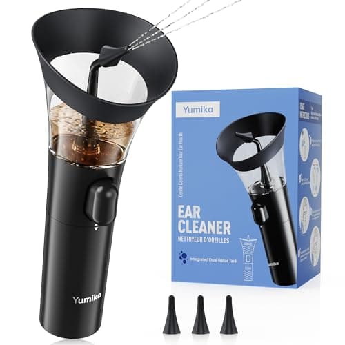 Yumika Ear Wax Removal Kit – Manual Ear Cleaner with Powerful Water Flow for Deep Clean & Soft Silicone Tip, Black