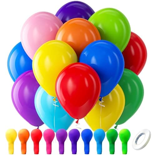 Bezente Assorted Rainbow Latex Balloons, 100 Pack 12 inch Round Helium Bright Color Balloons for Birthday Bridal Shower Wedding Party Decorations — image 1