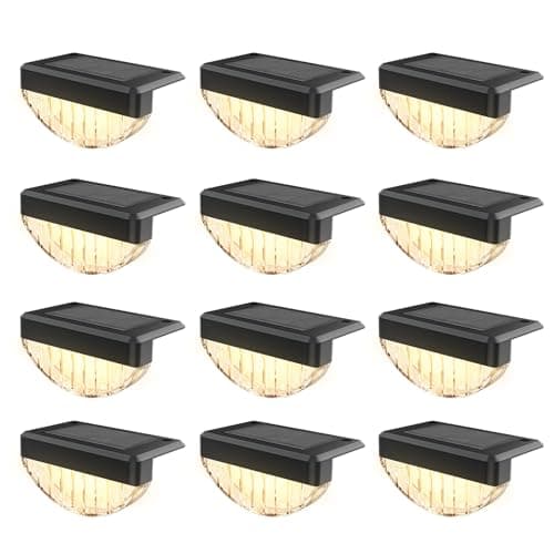 VOLISUN 12 Pack Solar Deck Lights Outdoor, Warm White LED Solar Step Lights for Outside, Waterproof Fence Light for Patio, Deck, Stairs, Yard, Pool and Porch (Black) — image 1