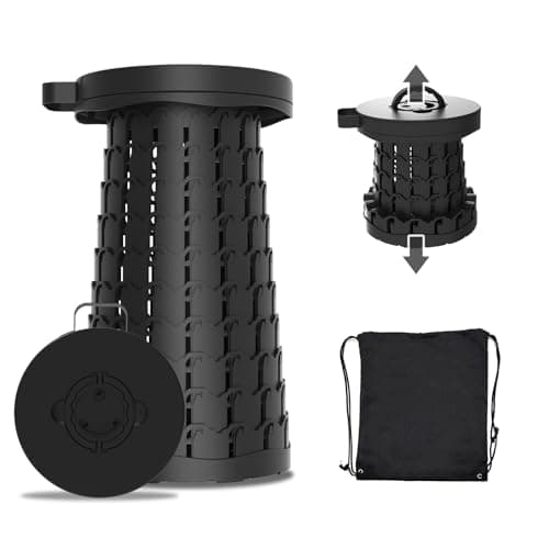 VIVETERA Upgraded Collapsible Stool with Max Load Capacity 330lbs Portable Telescoping & Folding Design Retractable Seat for Camping, Gardening, Fishing & Outdoor Adventures (Black) — image 1