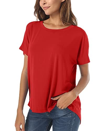 Herou Casual Summer Short Sleeve High Low Loose T Shirt Basic Tees Tops for Women — image 1