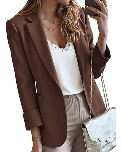 KIRUNDO Blazers for Women Business Casual Long Sleeve Open Front Lapel Suit Jackets Office Work Blazer Pockets Fall Clothes — image 1