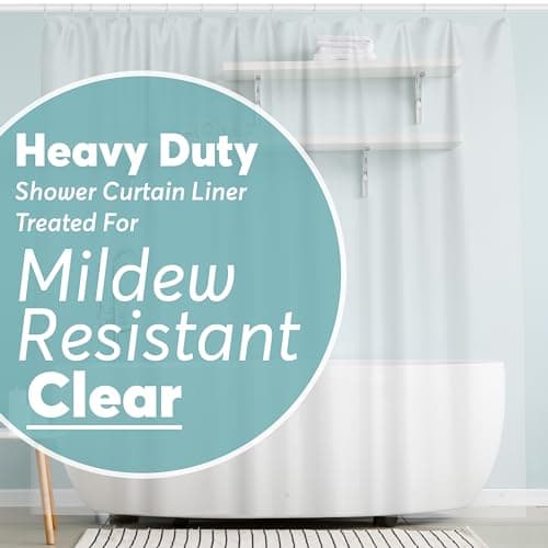 BigFoot Shower Curtain Liner – 72 x 72 PEVA Heavy Duty Shower Curtain with Rustproof Metal Grommet and 3 Magnetic Weights – Odor Free and Compatible with Standard Showers, Clear — image 1