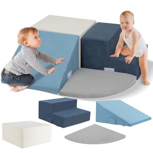 Large 4 Pcs Climbing Toys for Toddlers 1-3 Inside, Oderless & Skin-Friendly Toddler Climbing Toys Indoor, Foam Climbing Blocks for Toddlers with Velcro to Keep Them Together Ideal Gift