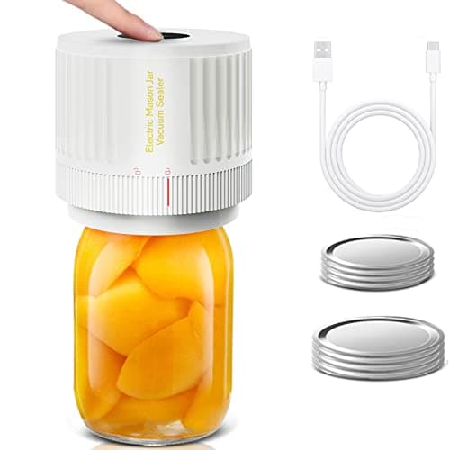 Electric Mason Jar Vacuum Sealer, Cordless Vacuum Sealer Kit for Wide-Mouth & Regular-Mouth Mason Jars, for Food Storage and Fermentation, White — image 1