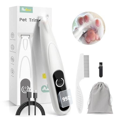 PAPMINI Dog Grooming Kit with LED Display, 35dB Ultra-Low Noise Dog Paw Trimmer, Cordless Hair Trimmer for Paws, Ears, Face, Rump with LED Light