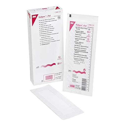 3M Medipore +Pad Soft Cloth Adhesive Wound Dressing, Sterile, White, 3 1/2 in x 10 in, 1 Count, 100 Packs, 100 Total