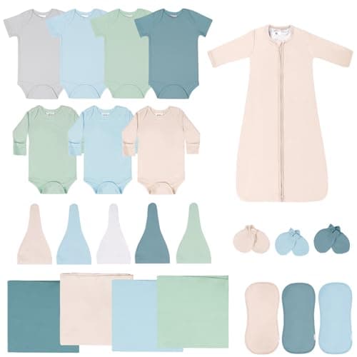 littogoose Baby Layette Gift Set for Boys, 23 Piece Set, Newborn to 6 Months Baby Boy Clothes, Baby Sets for Newborn Essentials