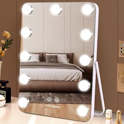 halumao 14.6" Vanity/Makeup Mirror with Lights, Hollywood Mirror with 11 Dimmable LED Bulbs,3 Color Modes,Touch Control