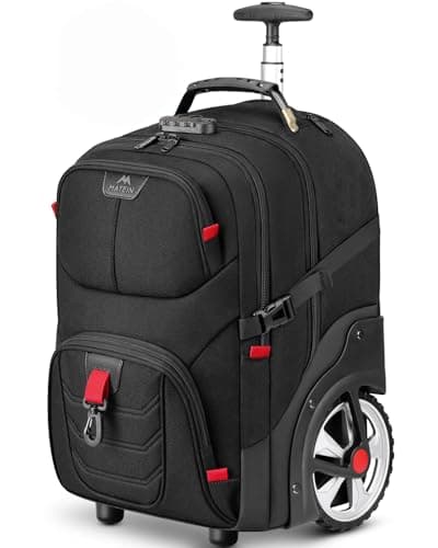 MATEIN Rolling Bag with Wheels, 17 Inch Extra Large Laptop Roller Backpack for Adults with Anti Theft Lock & Sturdy Handle, Water Resistant Wheeled Bag Carry On Luggage for Teacher Work Travel Men