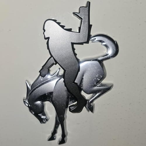 Add-A-Saquatch to Your Bronco,3D Tailgate Emblem Overlay for SUV - Universal Fit 3"x4" Raised Design, Black Automotive Decor with Tape (Riding Horse Set - A, Black) — image 1