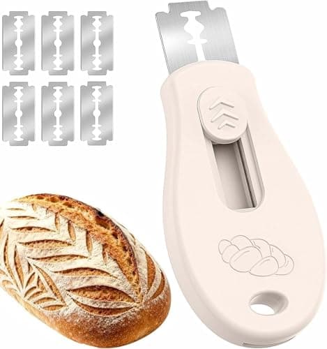 Bread Lame Sourdough Scoring Tool, Extractable & Magnetic Bread Scoring Tool, Scoring Knife for Bread Baking, Bread Razor for Homemade Bread, Sourdough Scorer Tool, Includes 5 Razor Blades-Beige — image 1