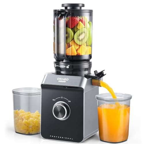 Cold Press Juicer, ORMEO HOME Masticating Juicer Machines with 5.0"Large Feed Chute Fit Whole Vegetables & Fruits, with Pulp Seperation, 99.6% Juice Purity, Quiet Motor, Easy to Clean,BPA Free — image 1