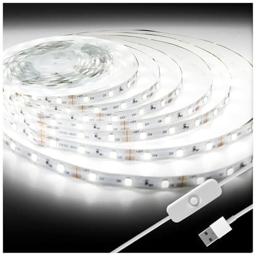 DAYBETTER 6.56ft White LED Strip Light, 6500K Ultra Bright USB-Powered Tape Light, Flexible Cuttable Design with 120 LEDs for Bedroom, Kitchen, Mirror, Home Decoration — image 1