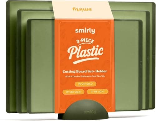 SMIRLY Plastic Cutting Board Set With Holder, Dishwasher Safe Plastic Cutting Boards Set for Kitchen, Cutting Boards for Kitchen - Plastic Chopping Board Set — image 1