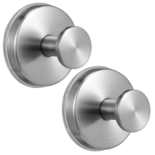 Fenas Large Suction Cup Hooks, Heavy Duty 15lb Holds Towel & Robe, No-Drill Shower Bathroom Hooks for Tile Wall Glass Mirror, Mounts on Smooth Non-Porous Surfaces (2 Pack, Brushed Nickel) — image 1