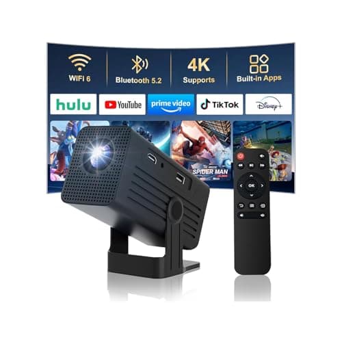 Mini Projector with WiFi and Bluetooth,4K Support 260 ANSl Smart Portable Projector,Auto Keystone, 135 Degree Rotation,Video projector for Home, Bedroom, Outdoor — image 1