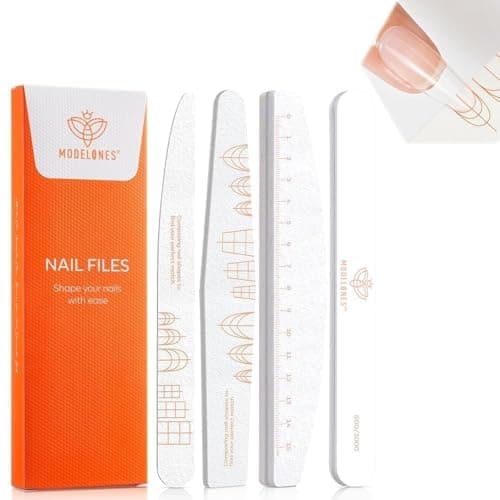 Modelones Nail Files and Nail Buffers Blocks 4 PCS, Double Side Trimed & Shaped Emery Board 100/150/180 Grits 600/3000 Nail Shine Polishing Stick, Reusable Washable Anti-bend Anti-drop Particles White — image 1