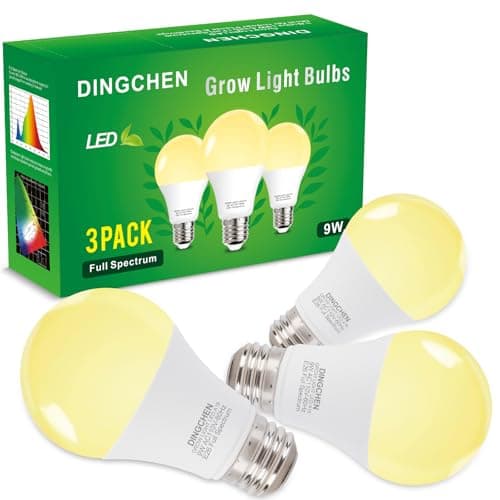 DingChen Grow Light Bulbs, A19 Full Spectrum Light Bulb, 9W Plant Grow Lights Bulbs (100W Equivalent), E26 Base, for Indoor Plants, Herbs, Flowers, Vegetables, 3 Pack — image 1
