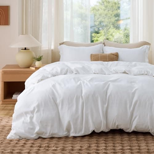Bedsure White Duvet Cover Queen Size - Soft Double Brushed Bedding Set for Kids & Adults, Zipper Closure, 3 Pieces, Includes 1 Duvet Cover (90"x90") & 2 Pillow Shams, NO Comforter — image 1